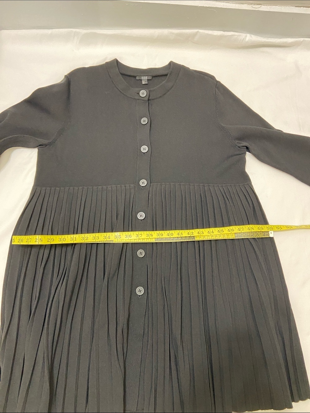 COS Black Ribbed Knit Button-Front Cardigan Size-Large - Picture 8 of 14